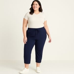 All in Motion Navy Blue Jogger Pants XXL Stretch Waist, Pockets, Cropped Fit